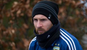 Messi en un entrenamiento de Argentina 