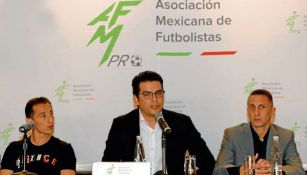 Guardado, Ortíz y Chaco, durante una conferencia de la AMF