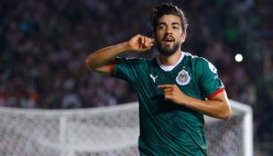 Rodolfo Pizarro, en festejo de gol en el partido contra Morelia del Clausura 2018