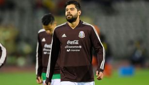 Araujo, en un entrenamiento con el Tri