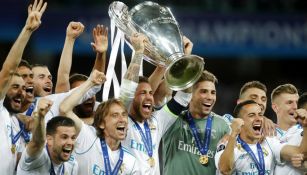 Jugadores del Real Madrid festejan su triunfo en la Champions