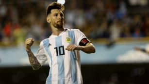 Messi celebra un gol con Argentina 