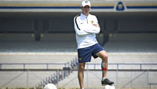 Leandro Augusto, durante un entrenamiento de Pumas