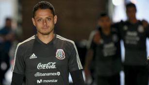 Chicharito en un entrenamiento de México 