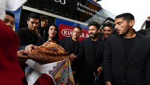 Selección Mexicana durante la ceremonia de bienvenida a Moscú