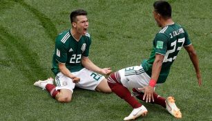 Lozano celebra su gol contra Alemania