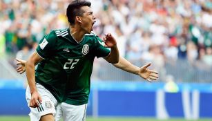 Lozano festeja el gol que le hizo ayer a Alemania en la Copa del Mundo