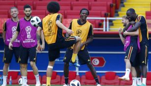 Jugadores de Bélgica en entrenamiento previo a encuentro contra Túnez