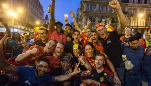 Afición belga celebra tras el boleto a Semis del Mundial 