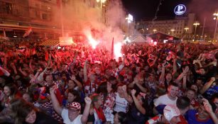 Aficionados de Croacia celebran pase a la Final de la Copa del Mundo 