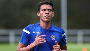 Héctor Moreno, durante un entrenamiento con la Real Sociedad