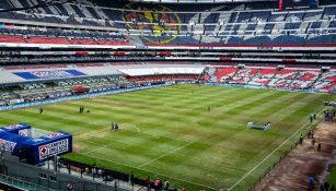 Cancha del Estadio Azteca previo al duelo Cruz Azul vs Veracruz