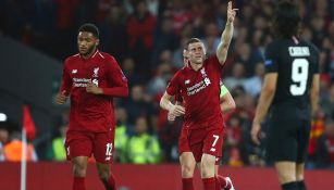 Milner festeja el gol que marcó contra el PSG