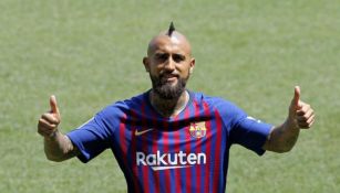 Vidal, en su presentación con Barcelona