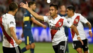 River Plate festeja gol frente a Boca Juniors