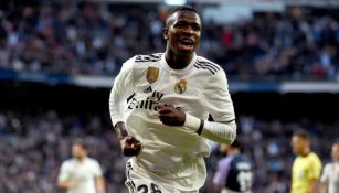 Vinícius festeja un gol con el Real Madrid