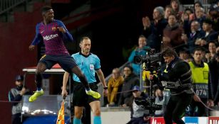 Ousmane Dembélé festeja su gol contra Tottenham