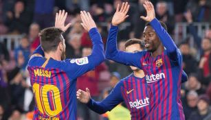 Messi y Dembélé festejan anotación contra Levante