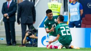 El festejo del gol del Chucky Lozano contra Alemania en Rusia