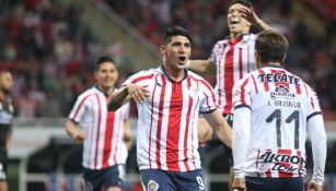 Chivas festeja gol de Alan Pulido