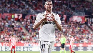 Bale celebra una anotación con el Real Madrid 