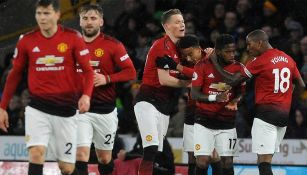 Manchester United celebrando un gol en la Premier 