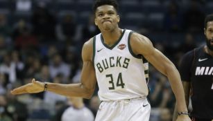 Giannis Antetokounmpo durante un juego de los Bucks