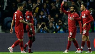 El festejo de uno de los goles de Liverpool 