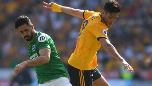 Raúl Jiménez, durante el duelo contra Brighton & Hove Albion