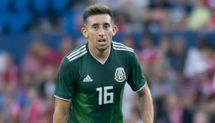 Héctor Herrera durante un juego con el Tri en Rusia 2018