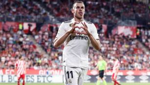 Bale celebra un tanto con el Real Madrid en La Liga 