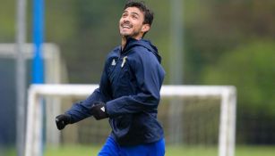 Alanís, durante un entrenamiento con el Oviedo