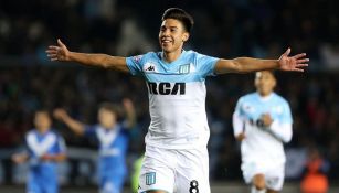 'Pol' Fernández festeja un gol con Racing