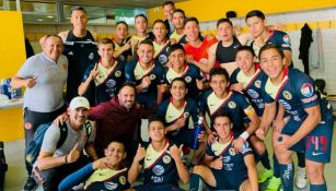 Jugadores de América Sub 20 celebran una victoria ante el Real Madrid