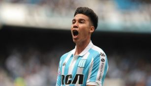 Pol Fernández celebra una anotación con Racing 