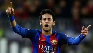 Neymar en festejo de gol con el Barcelona 