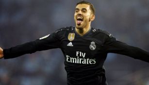 Dani Ceballos celebrando una anotación con Real Madrid