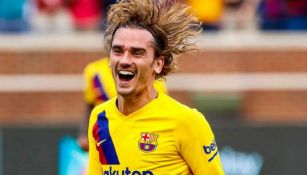 Griezmann festeja su primer gol con el Barcelona