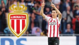 Chucky Lozano celebra una anotación con el PSV