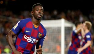 Ousmane Dembélé celebra su gol ante Sevilla