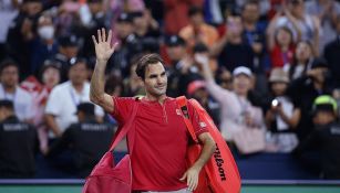 Roger Federer durante un partido en el Master de Shangai 