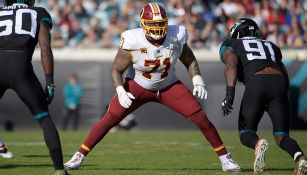 Trent Williams, en un partido con los Redskins