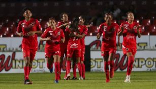 Jugadoras del Veracruz, en festejo durante partido