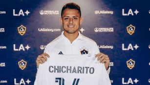 Chicharito durante su presentación con el Galaxy