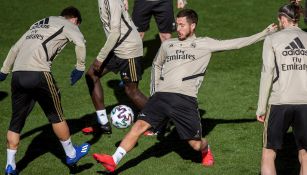 Eden Hazard durante un entrenamiento con Real Madrid