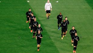 Jugadores del Eintracht Frankfurt previo a un partido