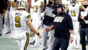 Sean Payton durante un partido de Saints sin cubrebocas