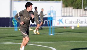 Giménez, en un entrenamiento de los Colchoneros