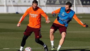 Sergio Ramos, en un entrenamiento del Real Madrid