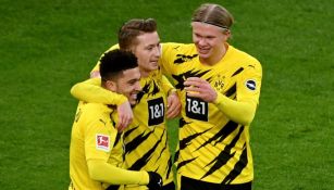 Haaland, Reus y Sancho celebrando un gol a favor del Borussia Dortmund